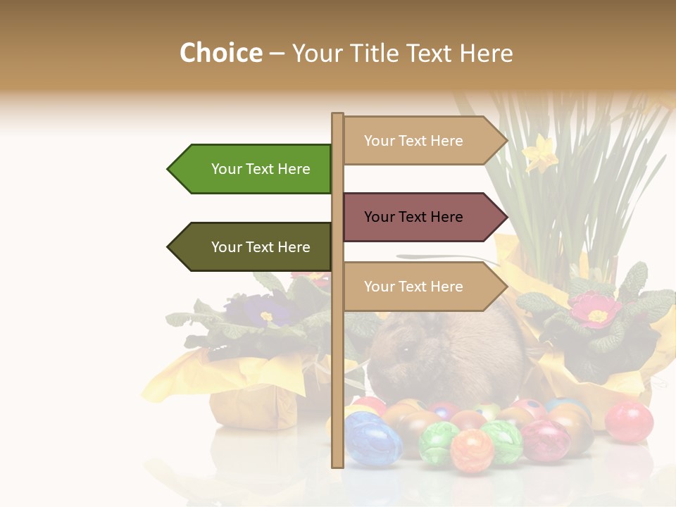 A Hamster In A Basket With Flowers And Eggs PowerPoint Template