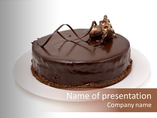 A Chocolate Cake With A Mouse On Top Of It PowerPoint Template