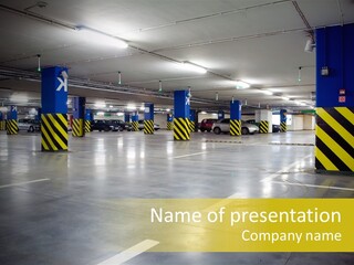 Parking Garage Corridor Blue PowerPoint Template