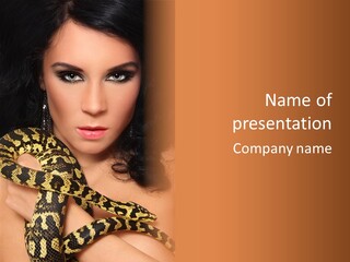 Tanned Seductive Babe PowerPoint Template