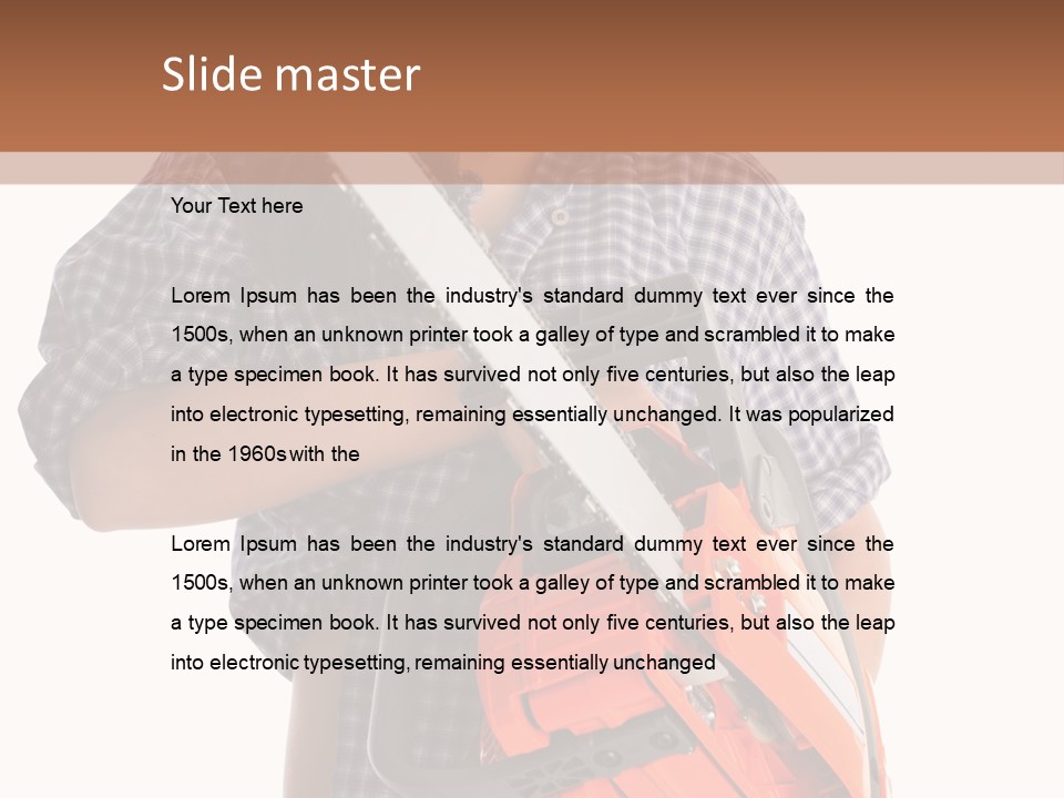 Standing Caucasian Carpenter PowerPoint Template