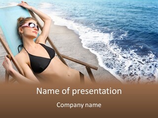 A Woman In A Bikini Laying On A Beach Chair PowerPoint Template