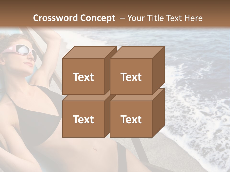 A Woman In A Bikini Laying On A Beach Chair PowerPoint Template