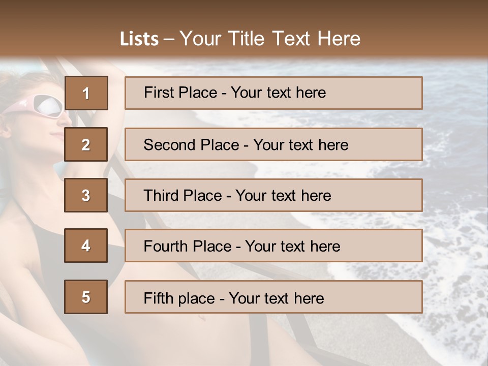 A Woman In A Bikini Laying On A Beach Chair PowerPoint Template