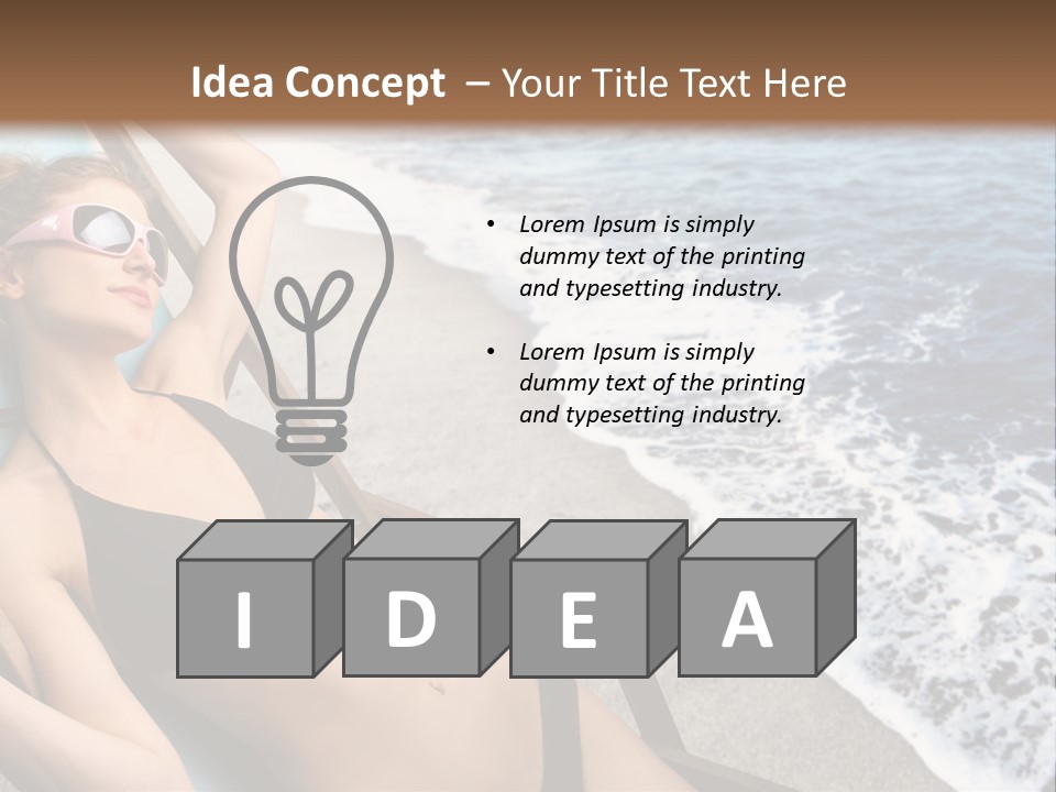 A Woman In A Bikini Laying On A Beach Chair PowerPoint Template