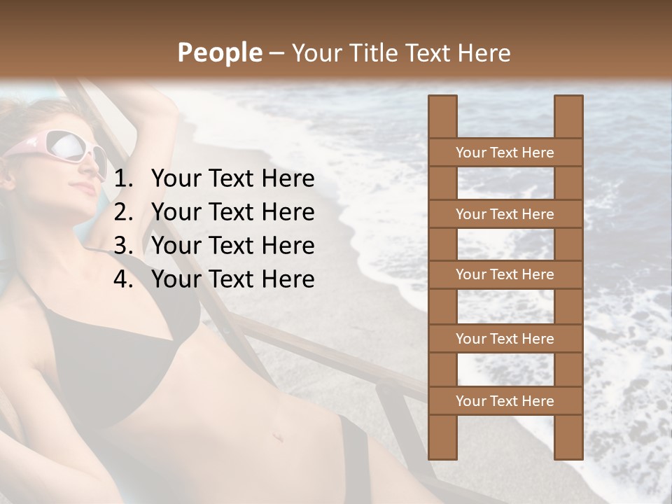 A Woman In A Bikini Laying On A Beach Chair PowerPoint Template