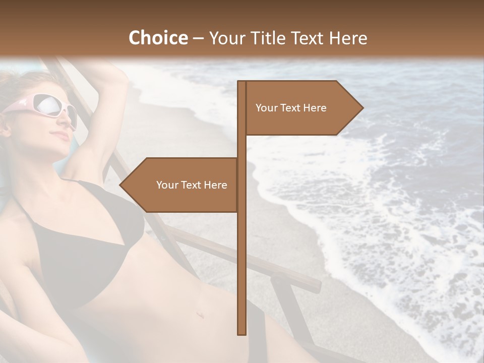 A Woman In A Bikini Laying On A Beach Chair PowerPoint Template