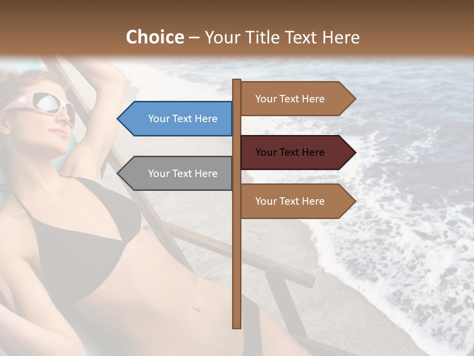 A Woman In A Bikini Laying On A Beach Chair PowerPoint Template