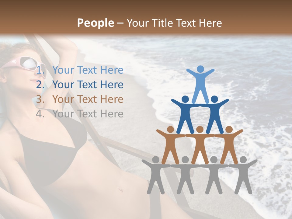A Woman In A Bikini Laying On A Beach Chair PowerPoint Template