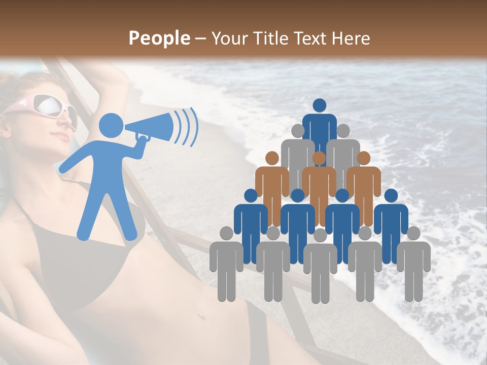 A Woman In A Bikini Laying On A Beach Chair PowerPoint Template