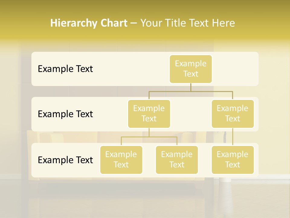 A Living Room With A Yellow Couch And A Potted Plant PowerPoint Template