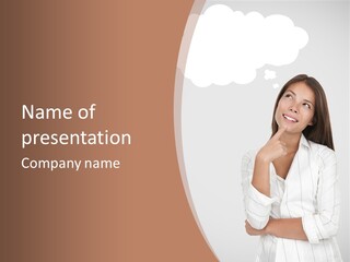 Bubble Businesswoman Thoughtful PowerPoint Template