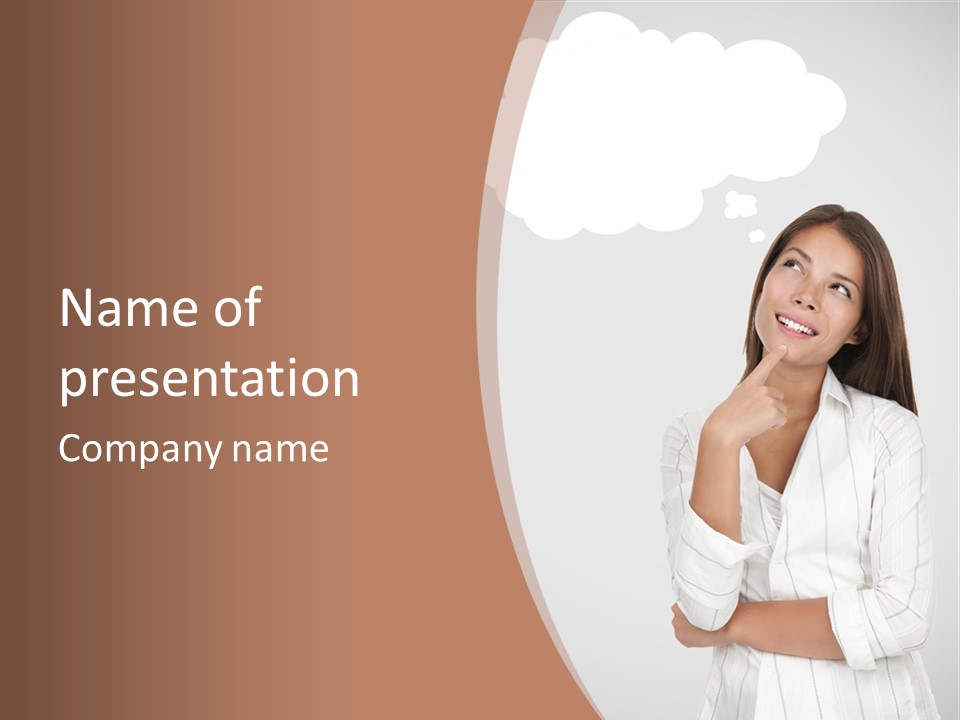 Bubble Businesswoman Thoughtful PowerPoint Template