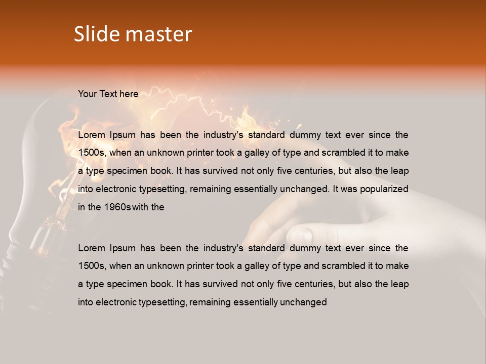 A Person Pointing At A Light Bulb With Fire Coming Out Of It PowerPoint Template