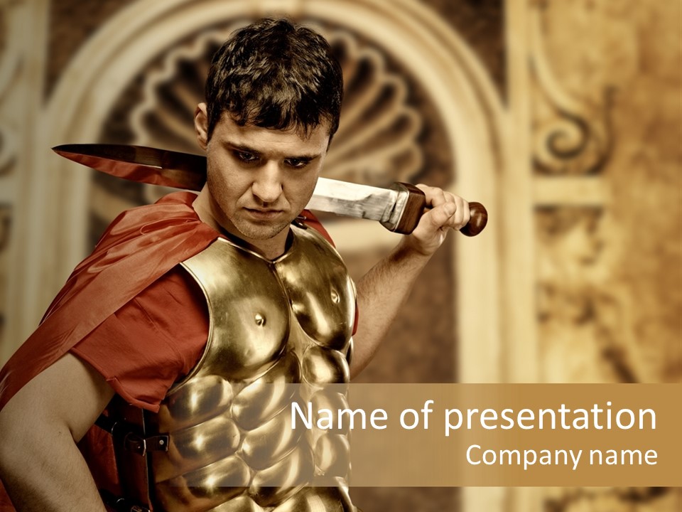 Serious Fighter Power PowerPoint Template