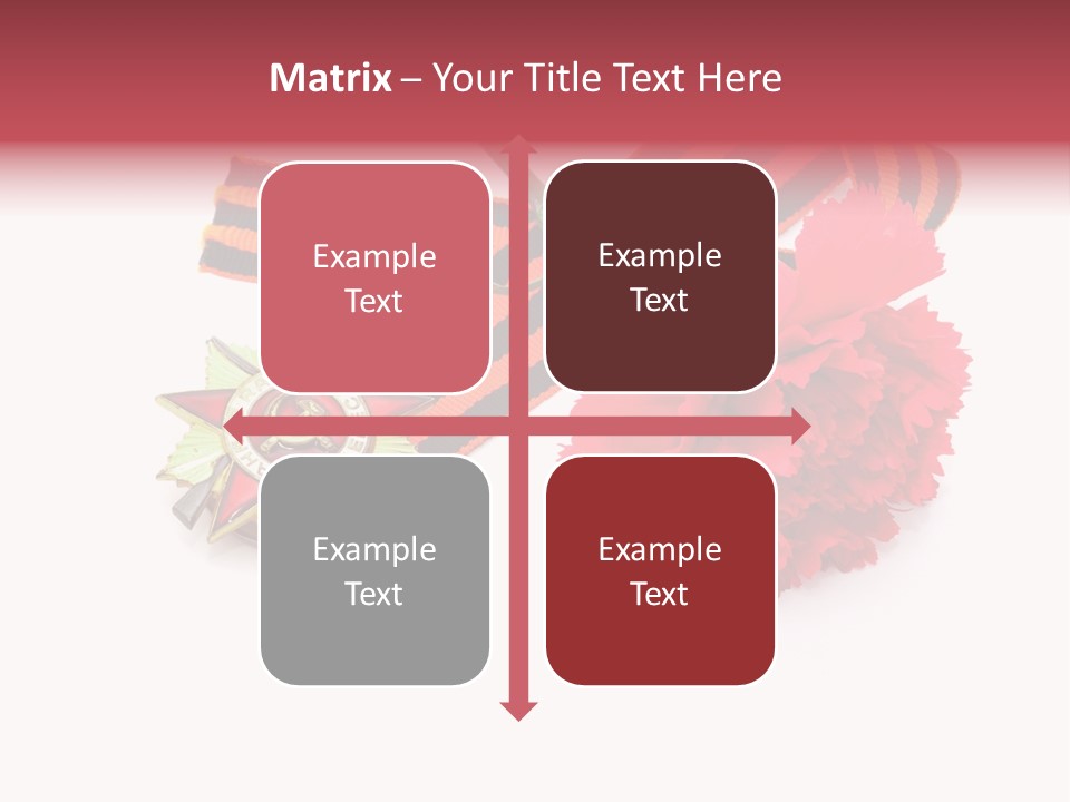 A Red Flower And A Medal On A White Background PowerPoint Template