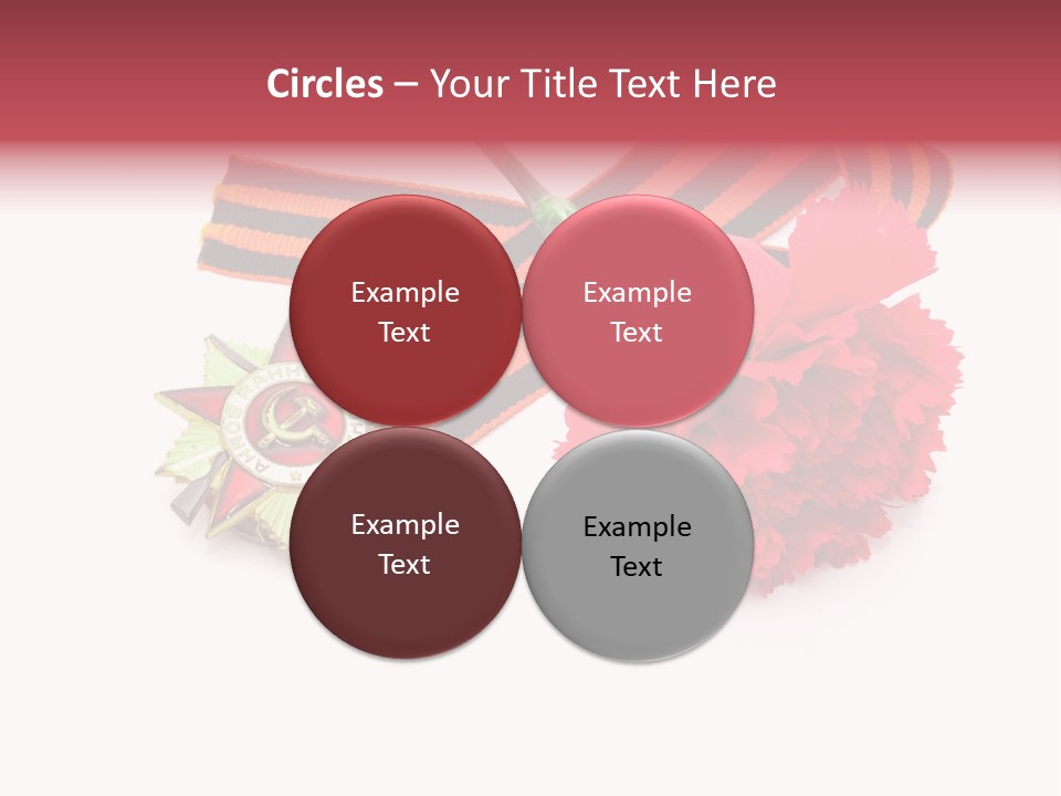 A Red Flower And A Medal On A White Background PowerPoint Template