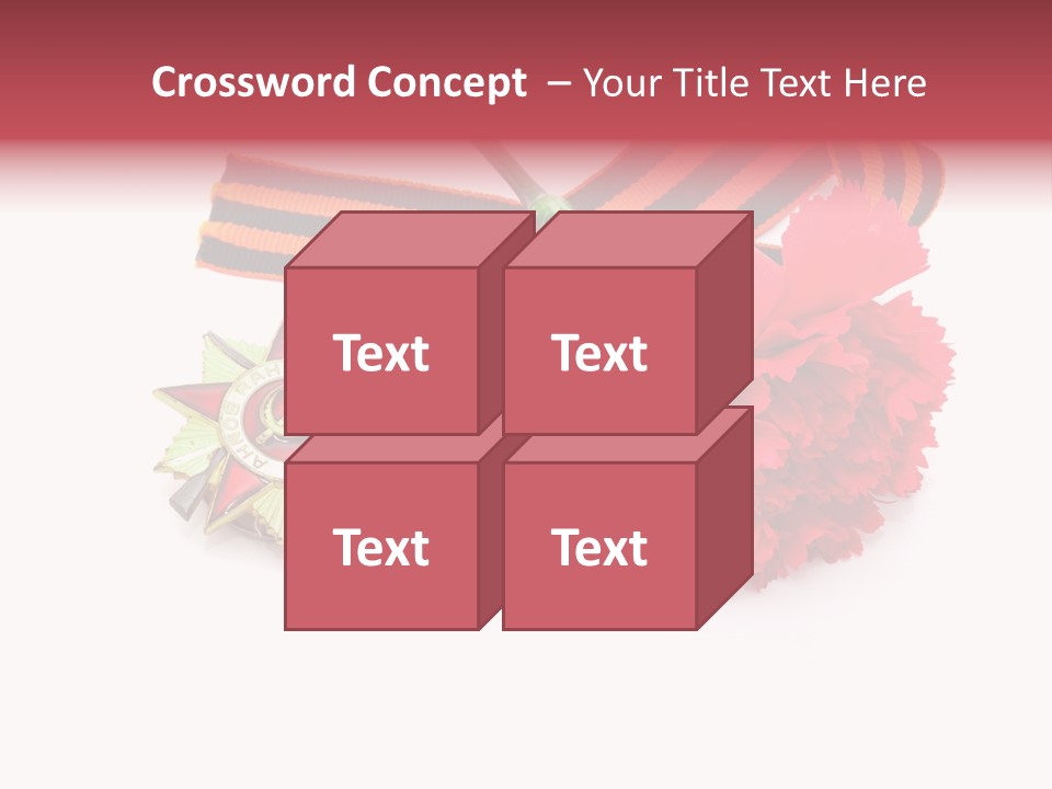 A Red Flower And A Medal On A White Background PowerPoint Template