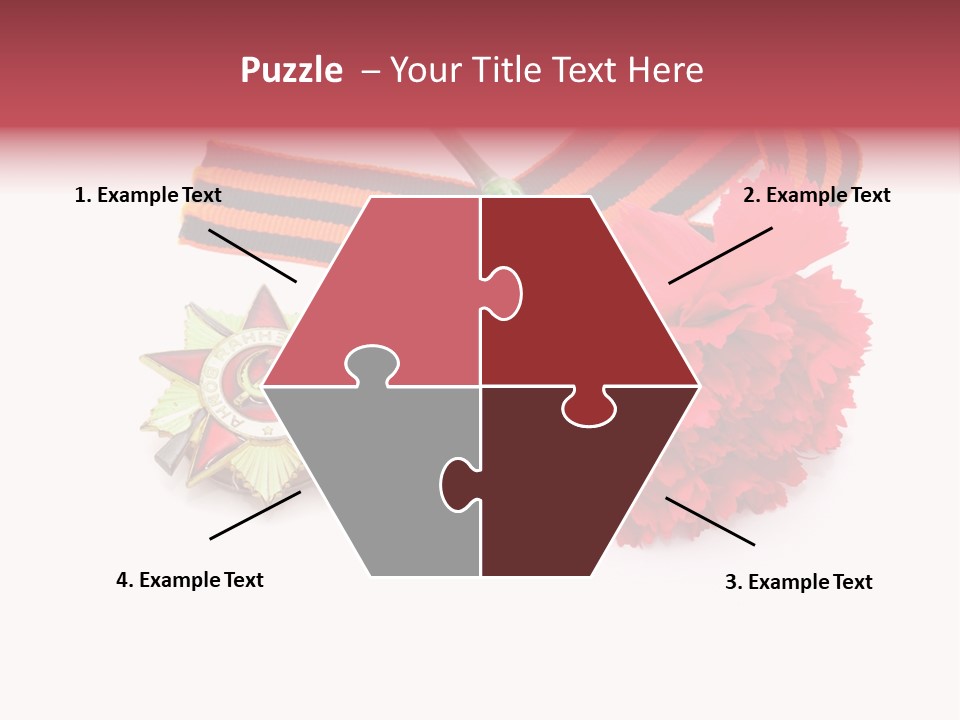 A Red Flower And A Medal On A White Background PowerPoint Template