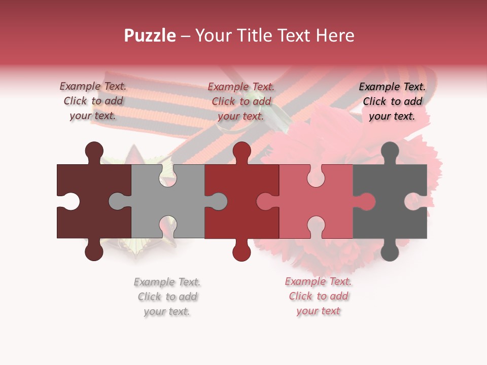 A Red Flower And A Medal On A White Background PowerPoint Template