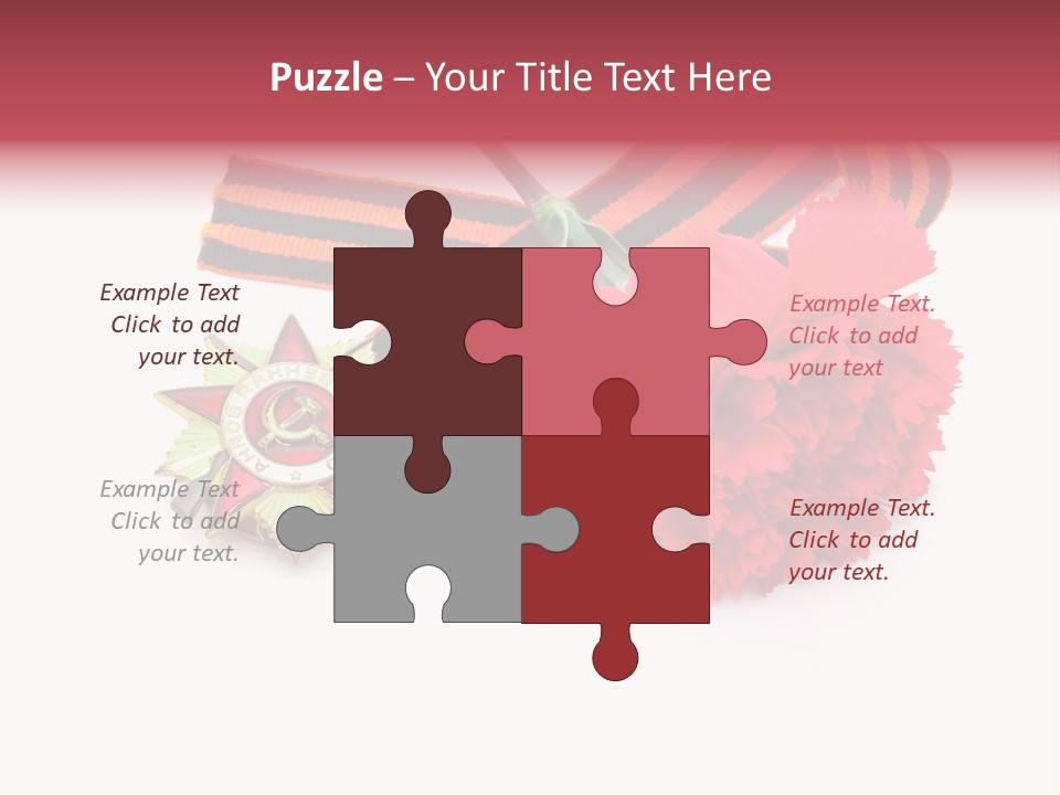 A Red Flower And A Medal On A White Background PowerPoint Template