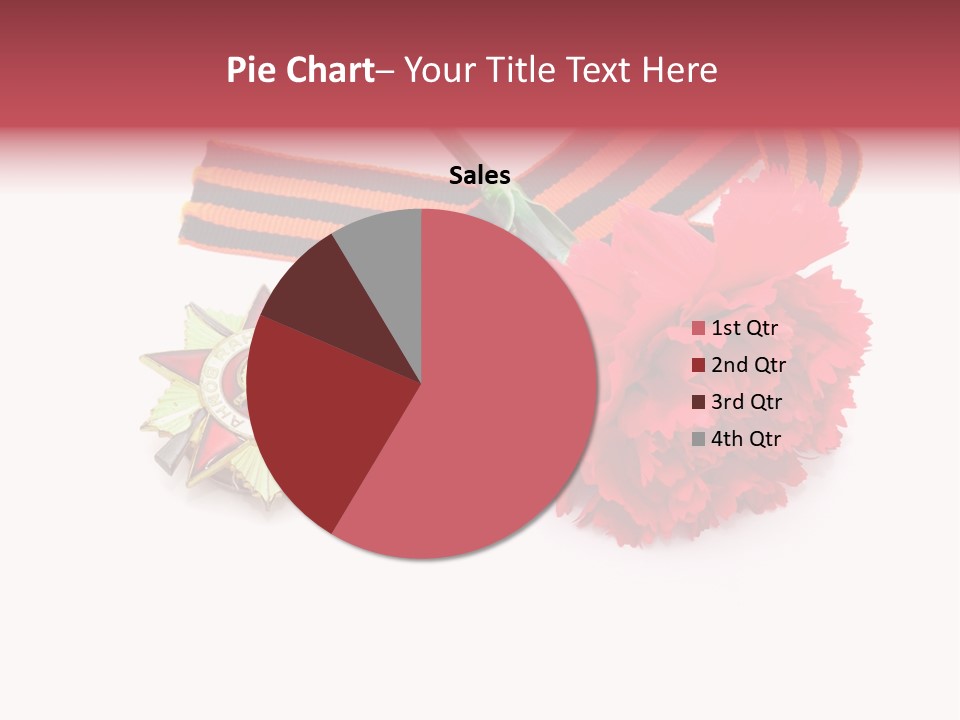 A Red Flower And A Medal On A White Background PowerPoint Template