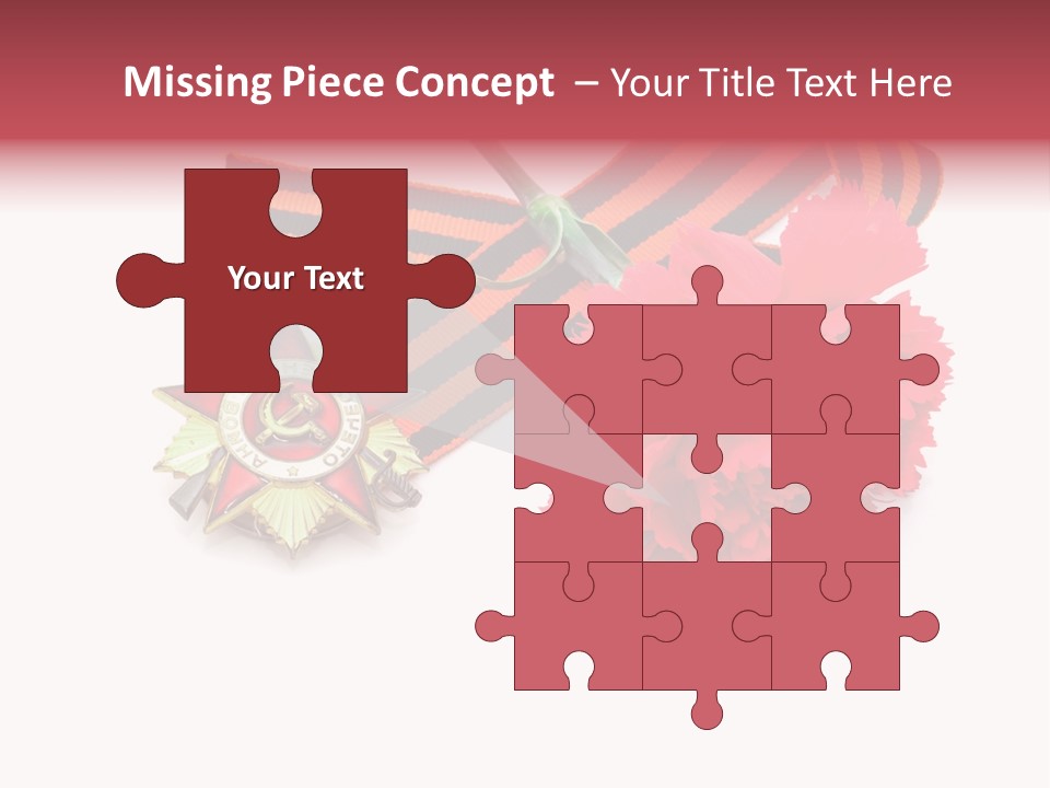 A Red Flower And A Medal On A White Background PowerPoint Template