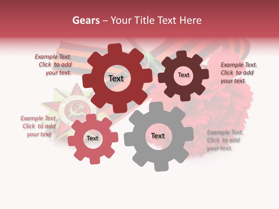 A Red Flower And A Medal On A White Background PowerPoint Template