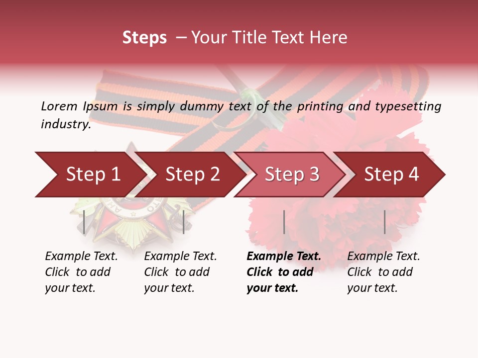 A Red Flower And A Medal On A White Background PowerPoint Template