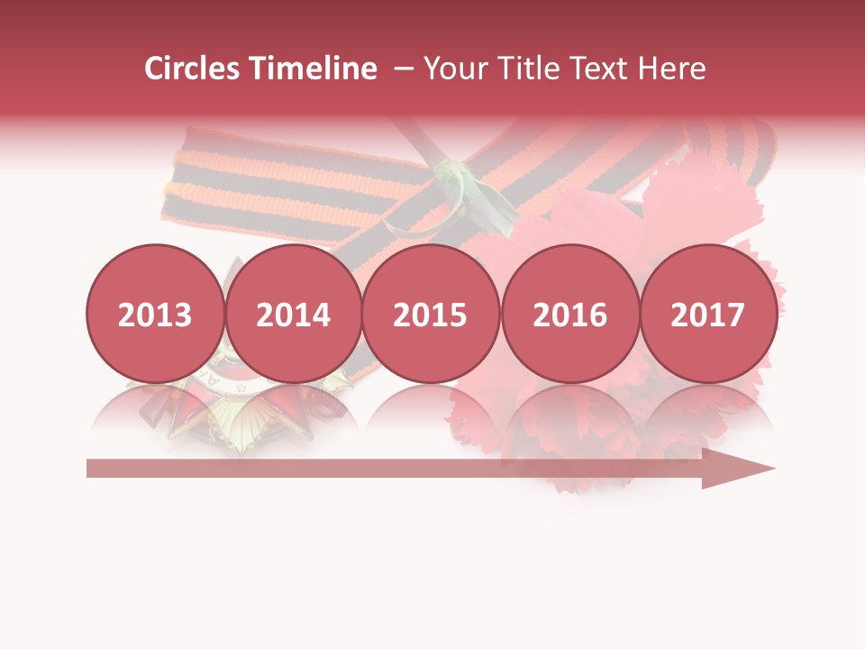 A Red Flower And A Medal On A White Background PowerPoint Template