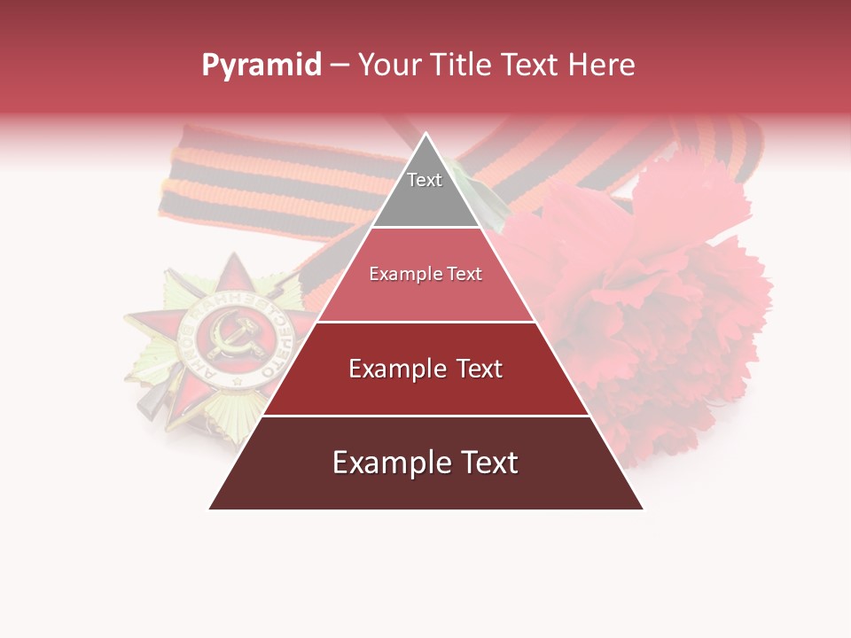 A Red Flower And A Medal On A White Background PowerPoint Template