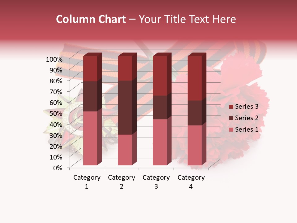 A Red Flower And A Medal On A White Background PowerPoint Template