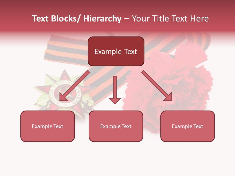 A Red Flower And A Medal On A White Background PowerPoint Template