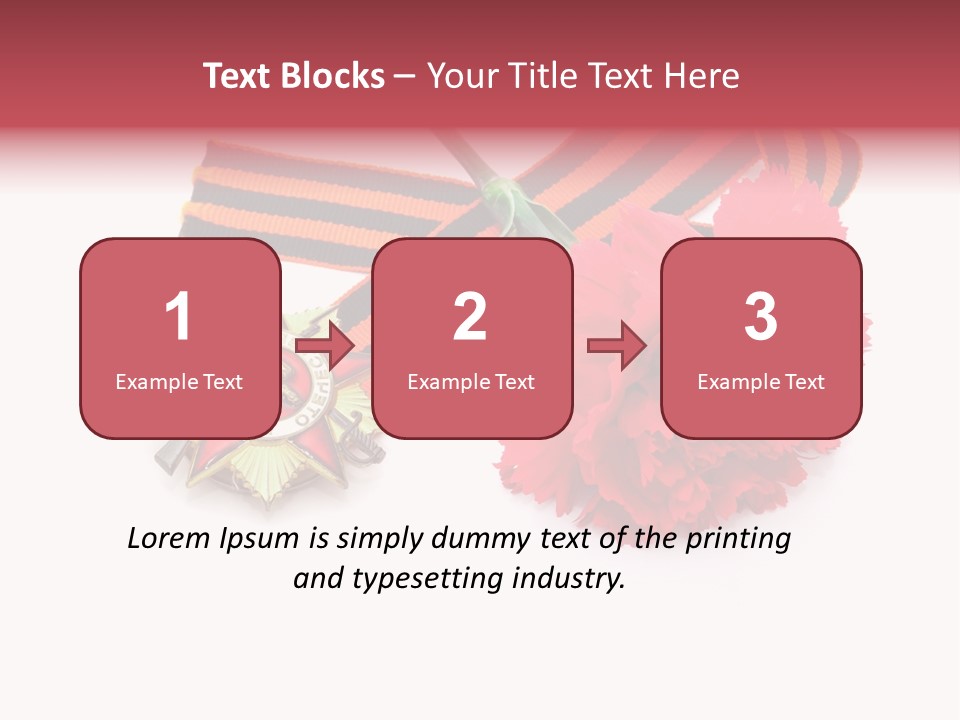 A Red Flower And A Medal On A White Background PowerPoint Template