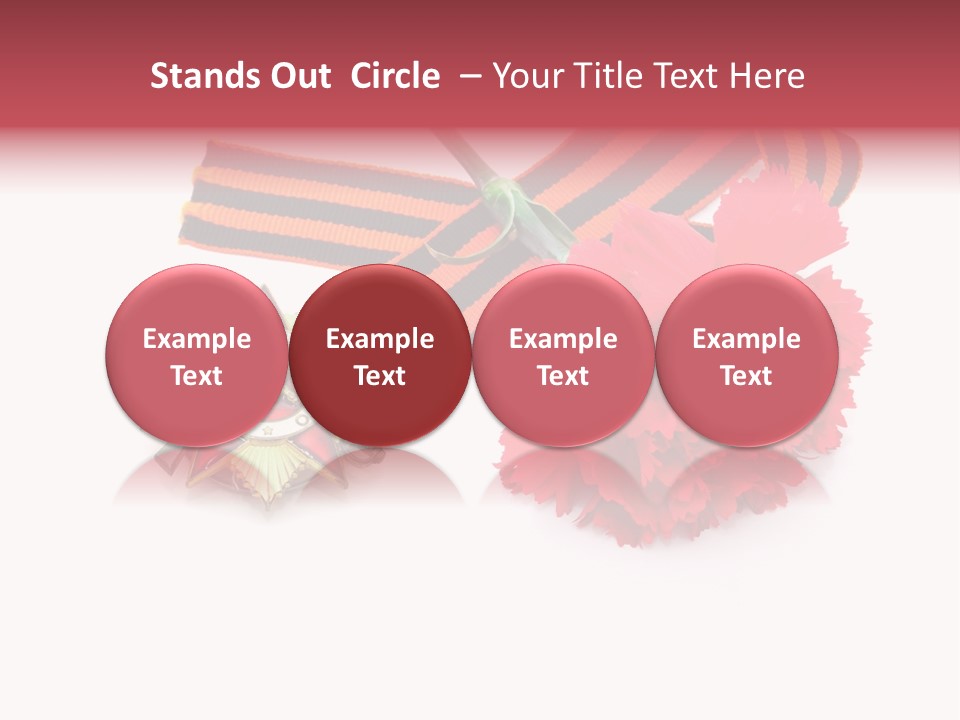 A Red Flower And A Medal On A White Background PowerPoint Template