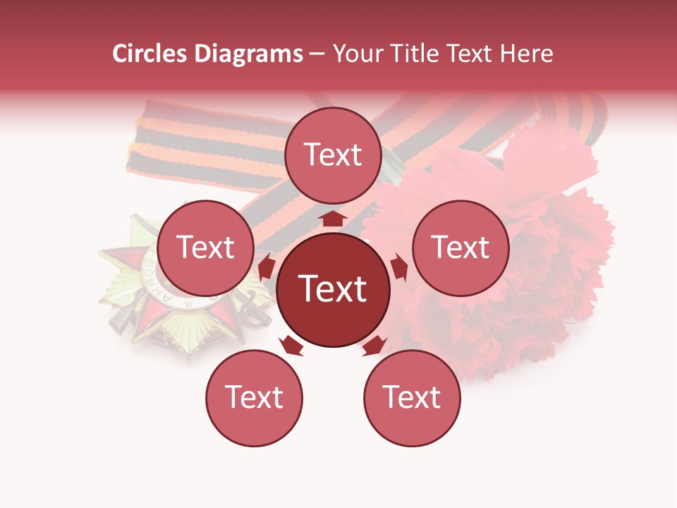 A Red Flower And A Medal On A White Background PowerPoint Template