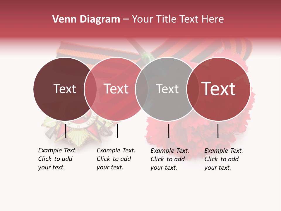 A Red Flower And A Medal On A White Background PowerPoint Template