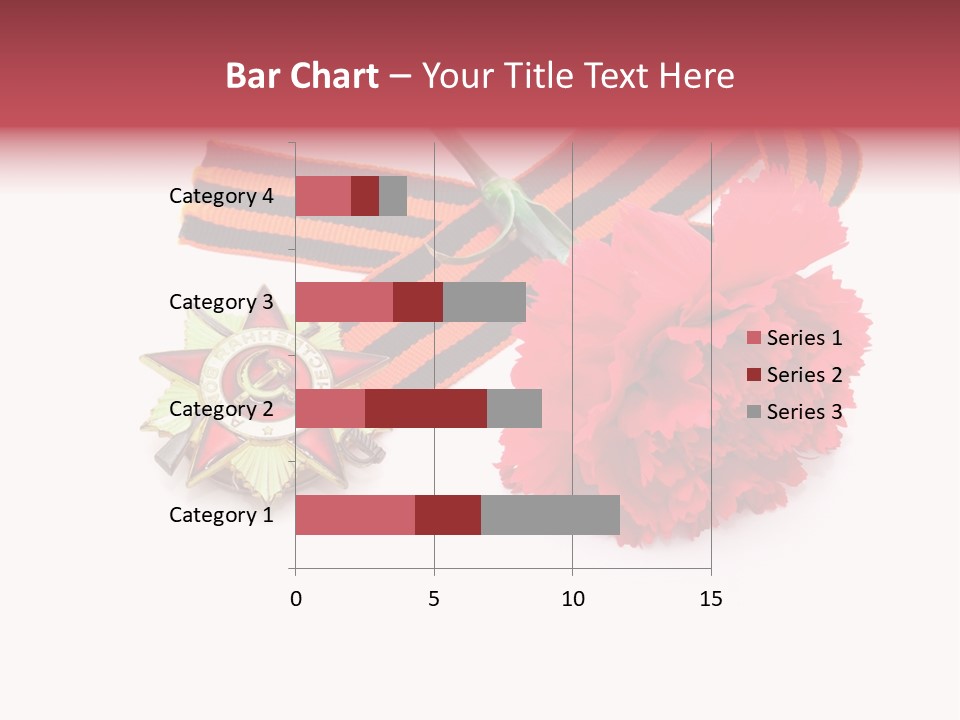 A Red Flower And A Medal On A White Background PowerPoint Template