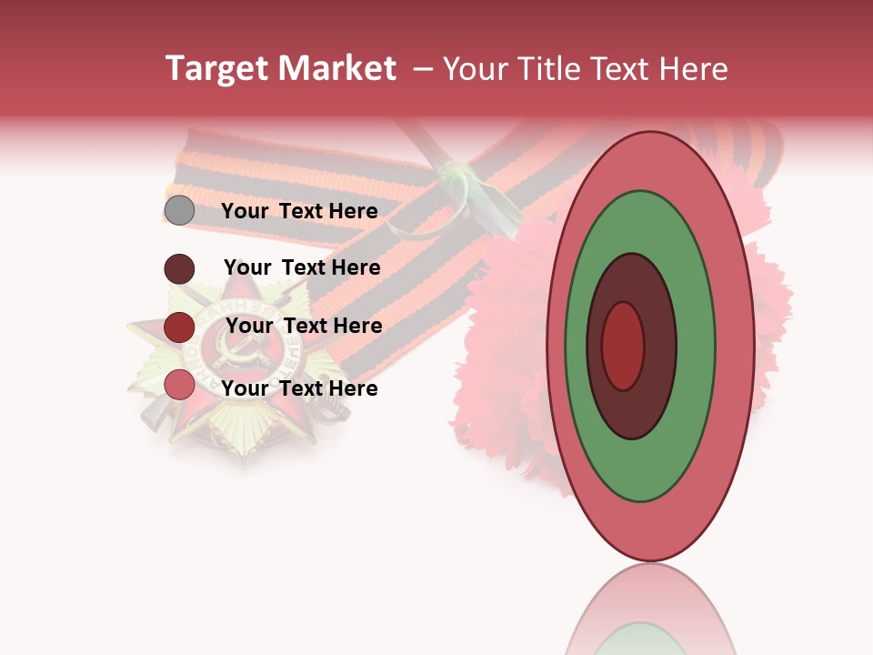 A Red Flower And A Medal On A White Background PowerPoint Template