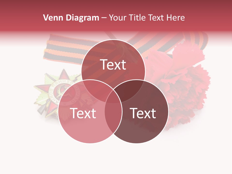 A Red Flower And A Medal On A White Background PowerPoint Template