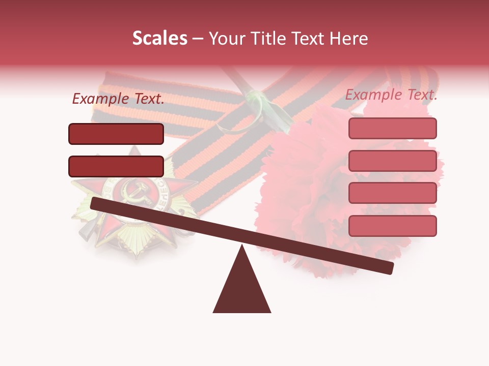 A Red Flower And A Medal On A White Background PowerPoint Template