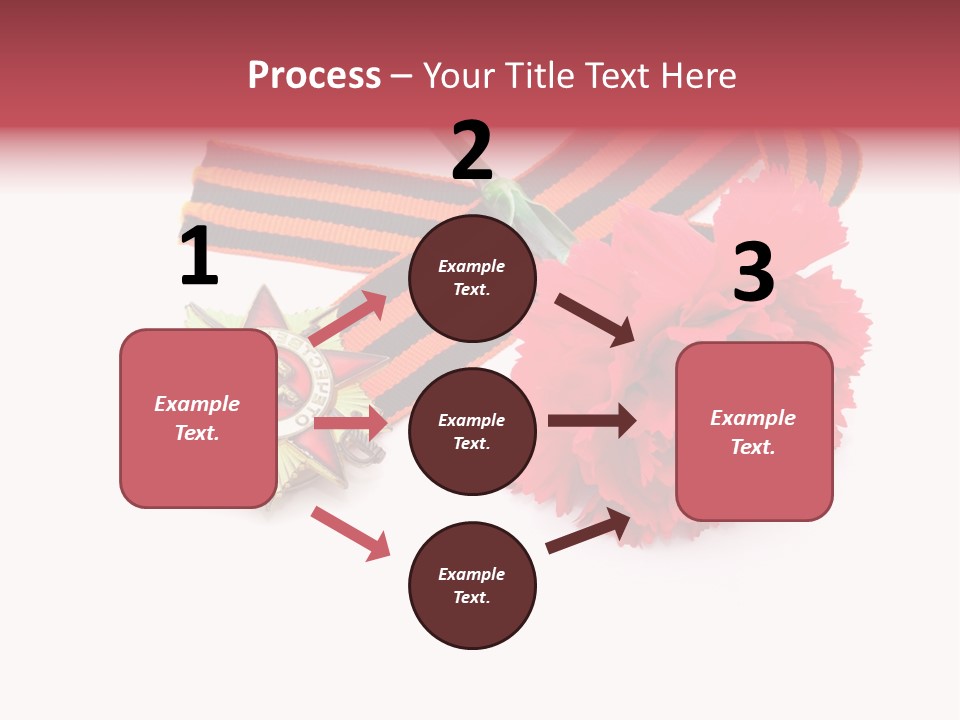 A Red Flower And A Medal On A White Background PowerPoint Template