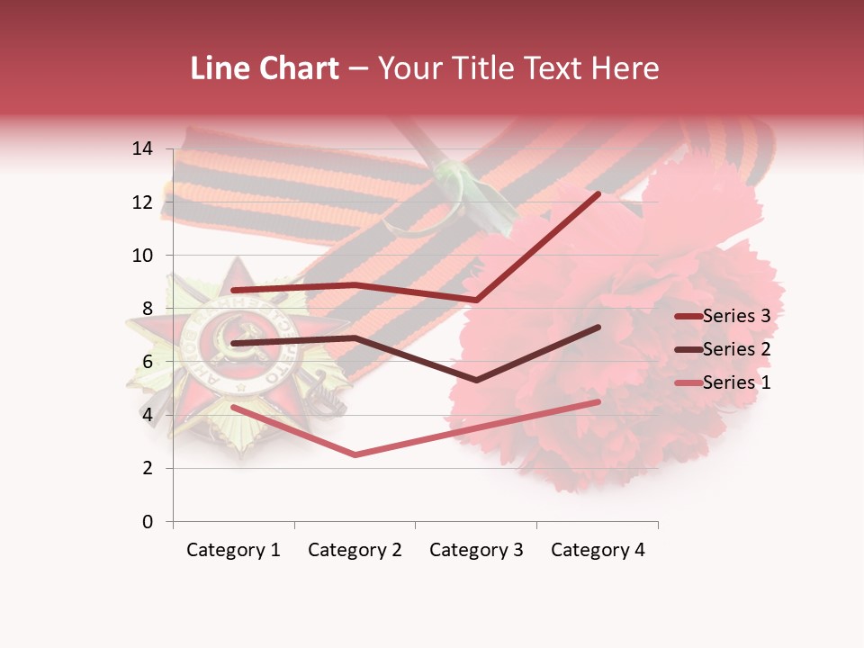 A Red Flower And A Medal On A White Background PowerPoint Template