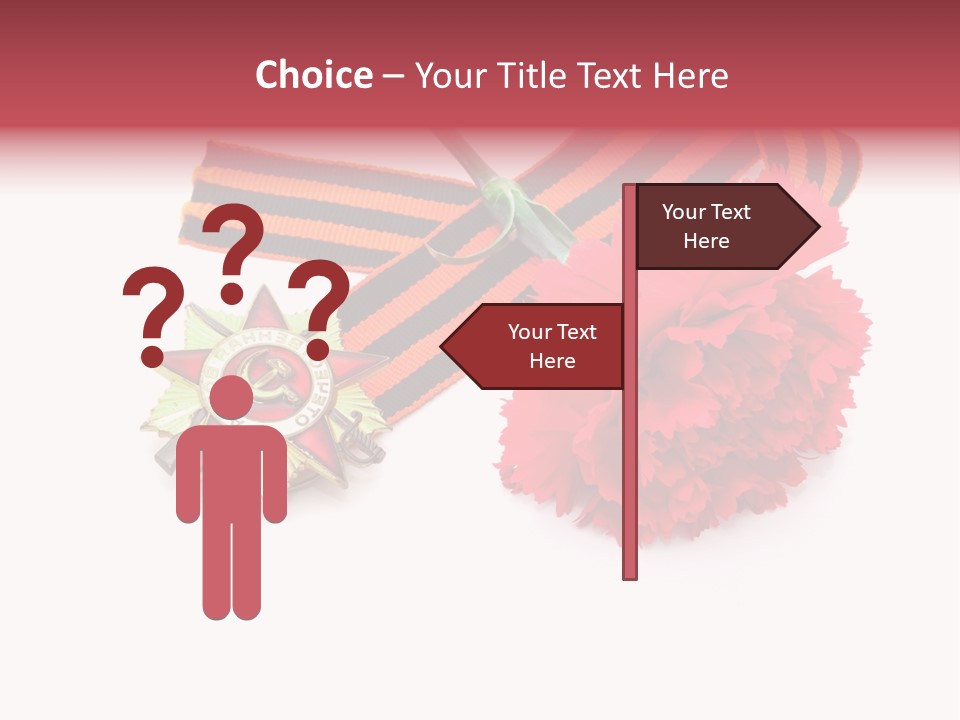 A Red Flower And A Medal On A White Background PowerPoint Template