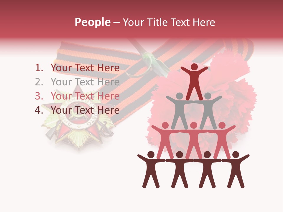 A Red Flower And A Medal On A White Background PowerPoint Template