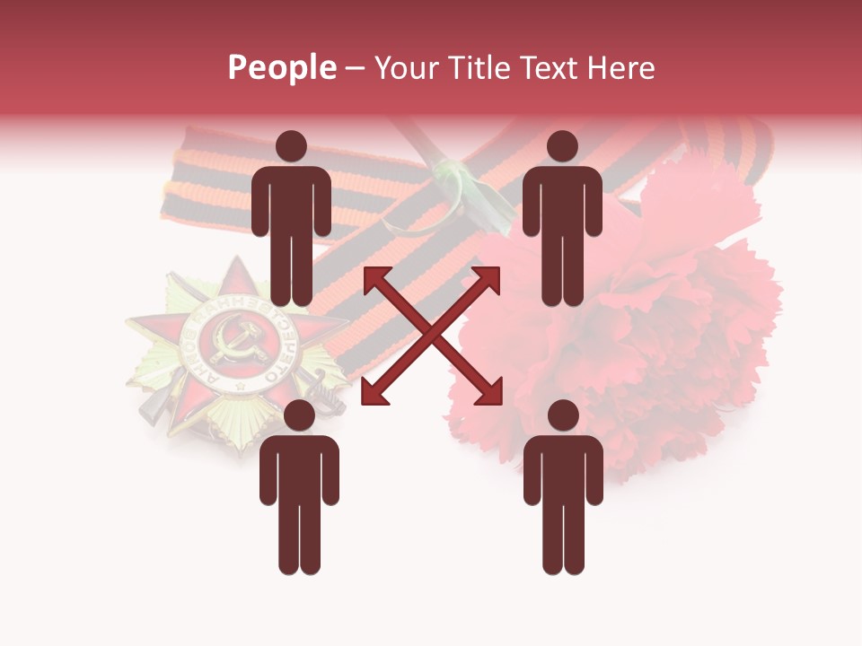 A Red Flower And A Medal On A White Background PowerPoint Template