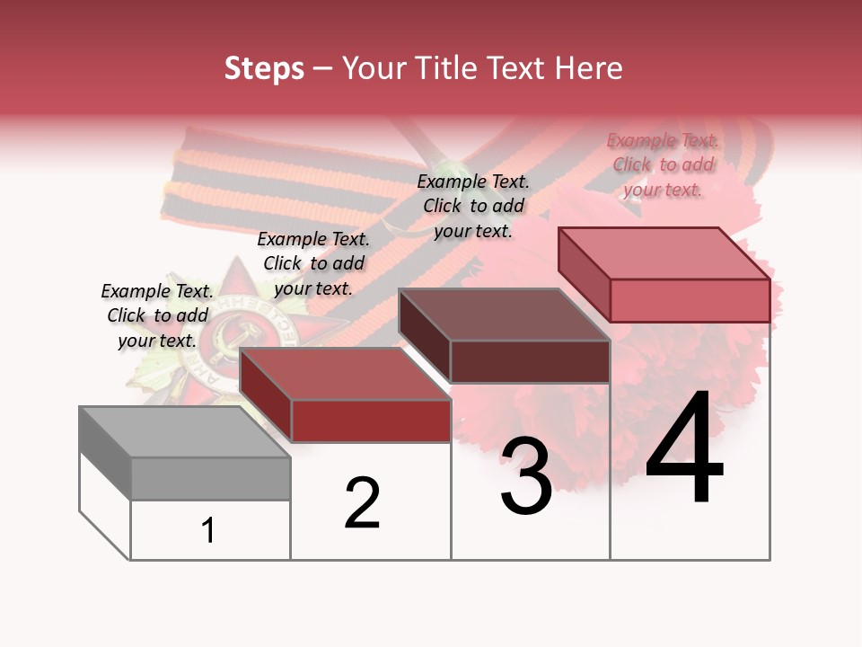 A Red Flower And A Medal On A White Background PowerPoint Template