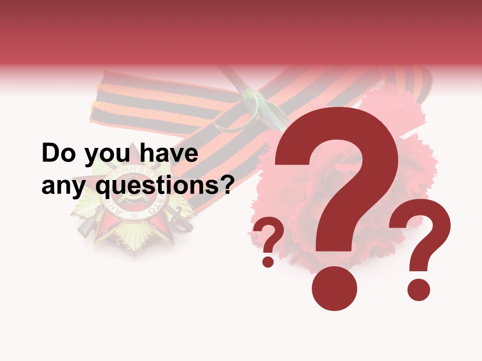 A Red Flower And A Medal On A White Background PowerPoint Template