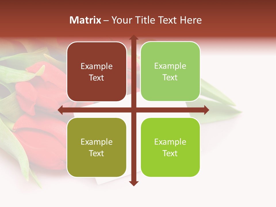 A Bunch Of Red Tulips With A White Card PowerPoint Template