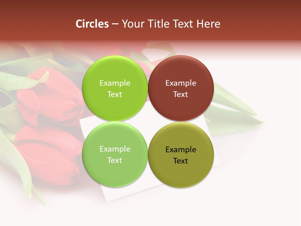 A Bunch Of Red Tulips With A White Card PowerPoint Template